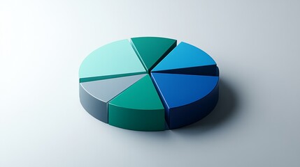 Obraz premium Colorful Pie Chart 3D Model Displaying Various Segments of Data
