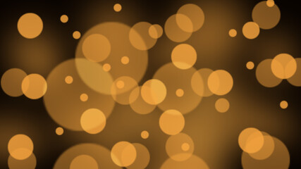 Abstract golden bokeh light background with soft, glowing circles on a dark backdrop. perfect fo use in graphic design, greeting cards or creative projects