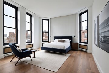 Stylish Minimalist Studio with Large Architectural Windows and Fresh Design Narrative