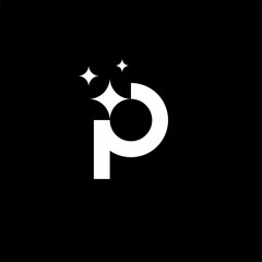 Letter P star or P shining or P cleaning logo concept vector icon