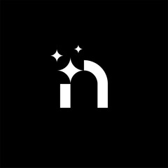 Letter N star or N shining or N cleaning logo concept vector icon