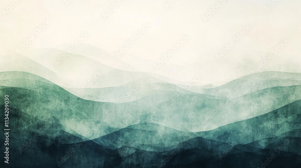 Poster Abstract Soft Waves in Cool Tones with Blurred Gradient Background