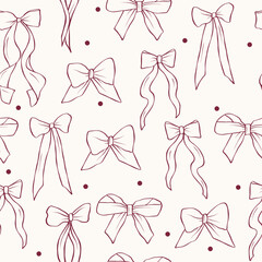 Hand drawn bows seamless pattern. Whimsical illustration