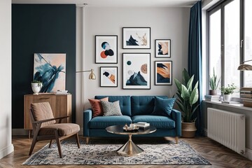 Chic Studio Apartment Art Display Mock-Up with Stylish Urban Interior