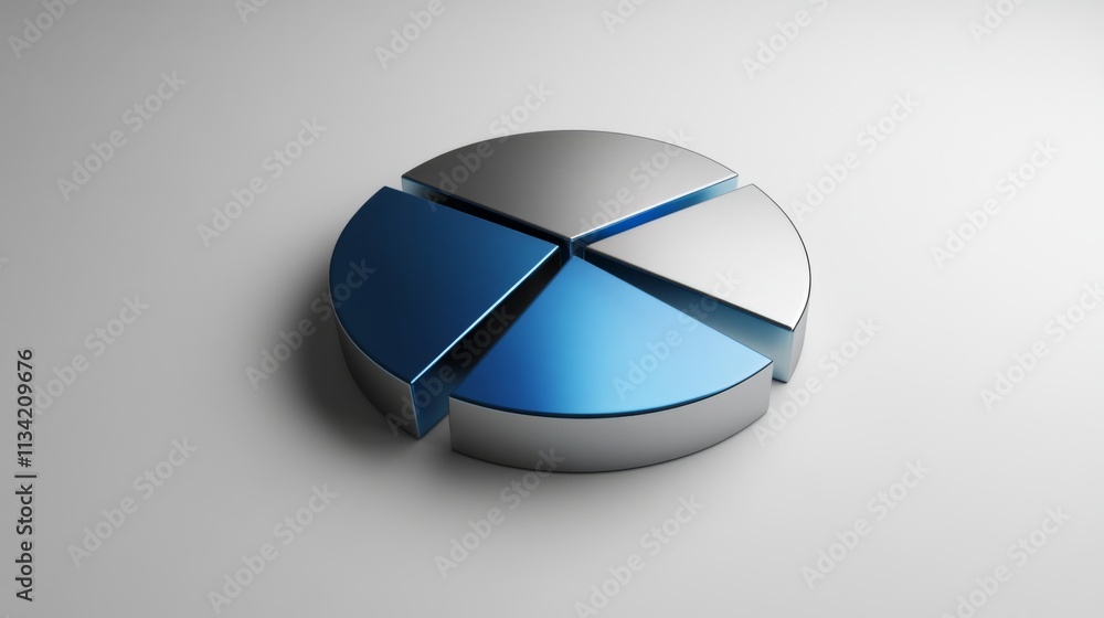Poster Sleek 3D Pie Chart Design for Business and Data Visualization Use