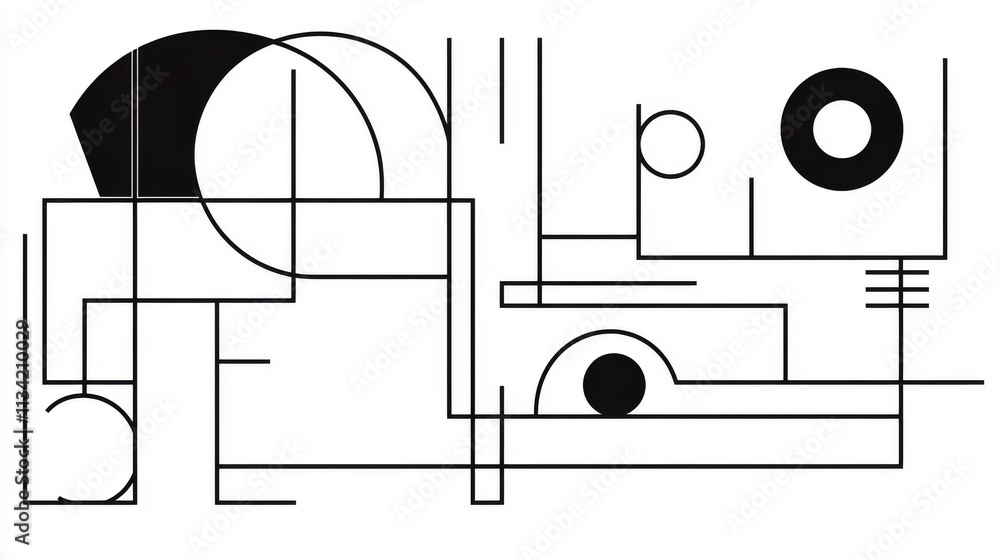 Poster Abstract Geometric Design Featuring Bold Lines and Shapes