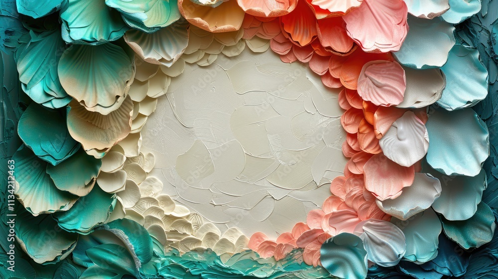 Poster create a circle that is blank in the middle. the rim of the circle is made of scales in pastel color