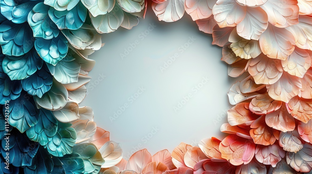 Poster create a circle that is blank in the middle. the rim of the circle is made of scales in pastel color