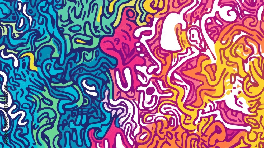 Poster abstract colorful swirls and patterns in vibrant artistic design