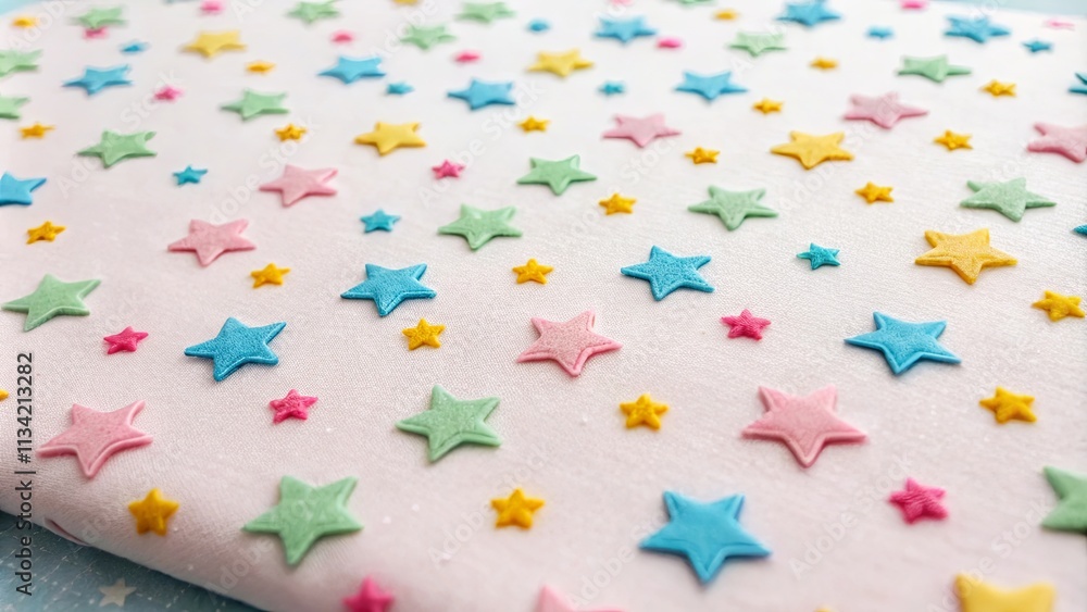 Poster a colorful star patterned fabric with a pink background