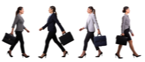 Businesswoman Walking with Motion Blur Isolated on Transparent Background PNG for Photo Scenes Set
