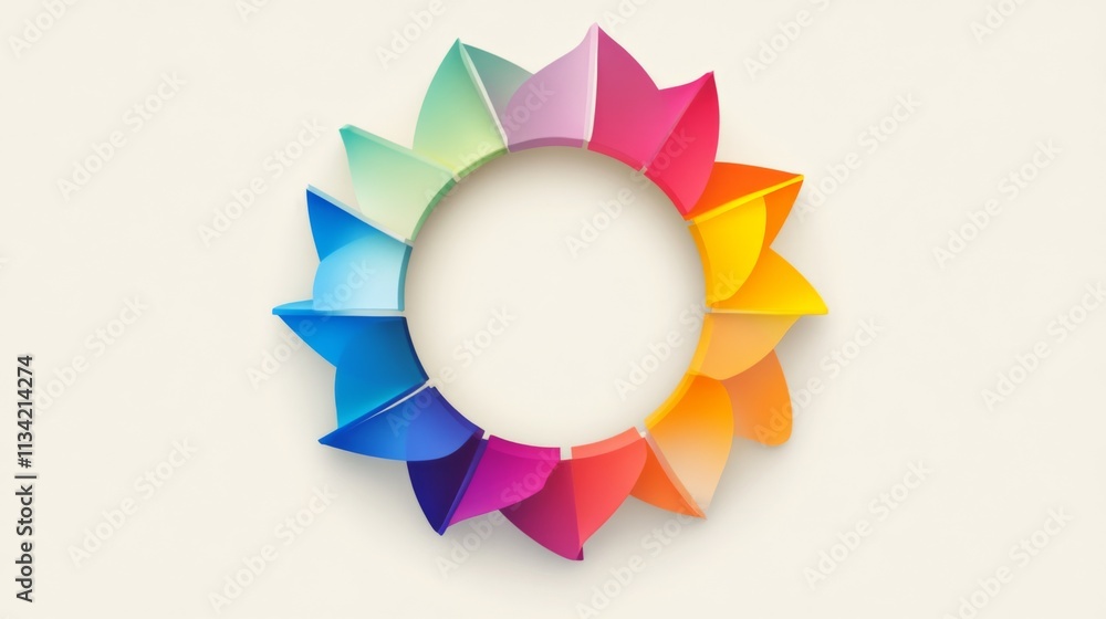 Poster colorful circular palette with petal design on soft background