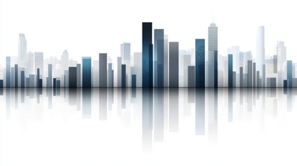 Obraz premium Modern City Skyline Silhouette with Reflection and Soft Colors