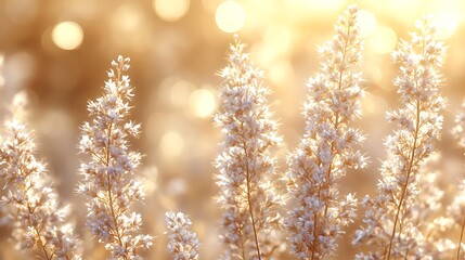 Golden Hour White Flowers In A Field