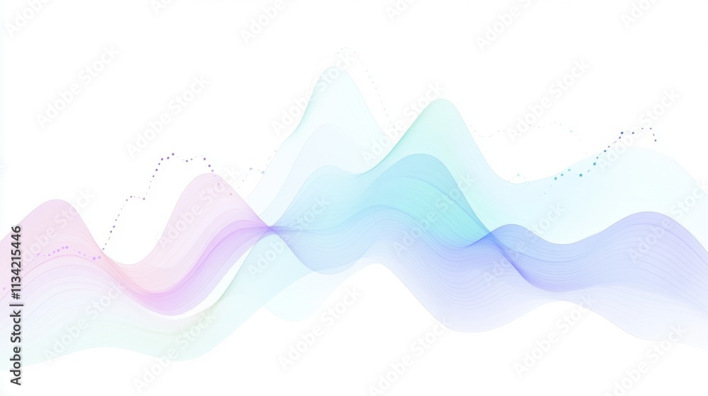 Aufkleber soft abstract waves in pastel colors flowing across white background