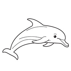 Dolphin line art on white backgroun