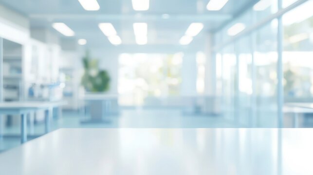 Medical laboratory. Science lab in blurred background. Abstract blurry working space in research laboratory. Scientific room