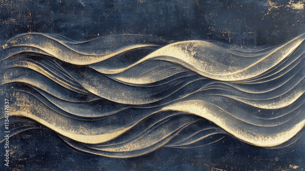 Aufkleber abstract design featuring flowing waves in dark and light contrast