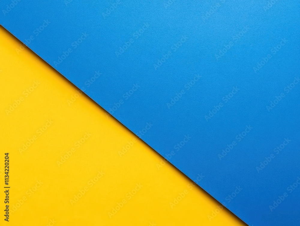 Poster abstract shapes: a minimalist composition with blue and yellow, creating a dynamic and modern design