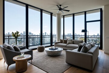 Elegant Urban Residence with Panoramic Windows and Modern Interior Design