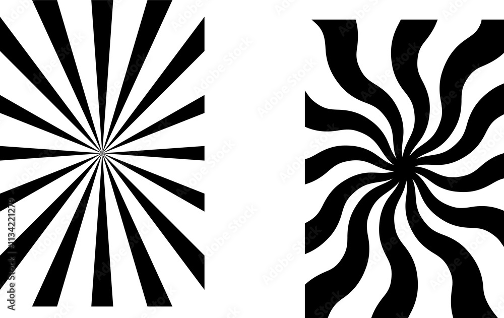 Poster twisted and distorted vector groovy hippie background. waves, swirl, twirl pattern. set of backgroun