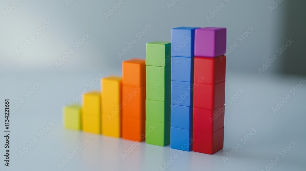 Poster Colorful Building Blocks Forming an Ascending Bar Graph on Table