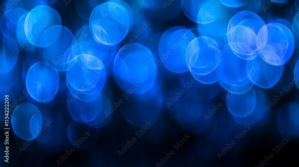 Fototapete abstract blue bokeh background with soft light circles and texture