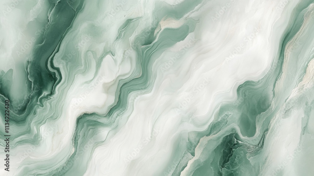 Poster Abstract Green Marble Texture with Fluid Patterns and Waves