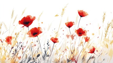 Naklejka premium poppies on white