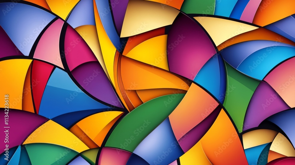 Poster vibrant geometric pattern in bold colors and shapes for design use