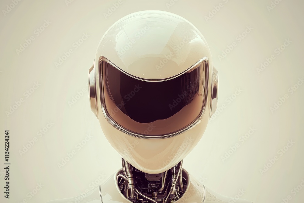 Aufkleber futuristic robot figure with a sleek design and glossy finish, featuring high-tech elements and a vi