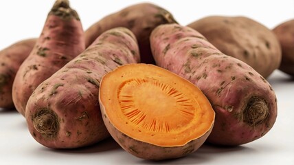 sweat potatoes isolated on white background