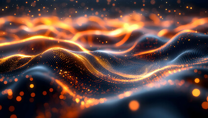 Abstract glowing waves on dark background, futuristic tech concept