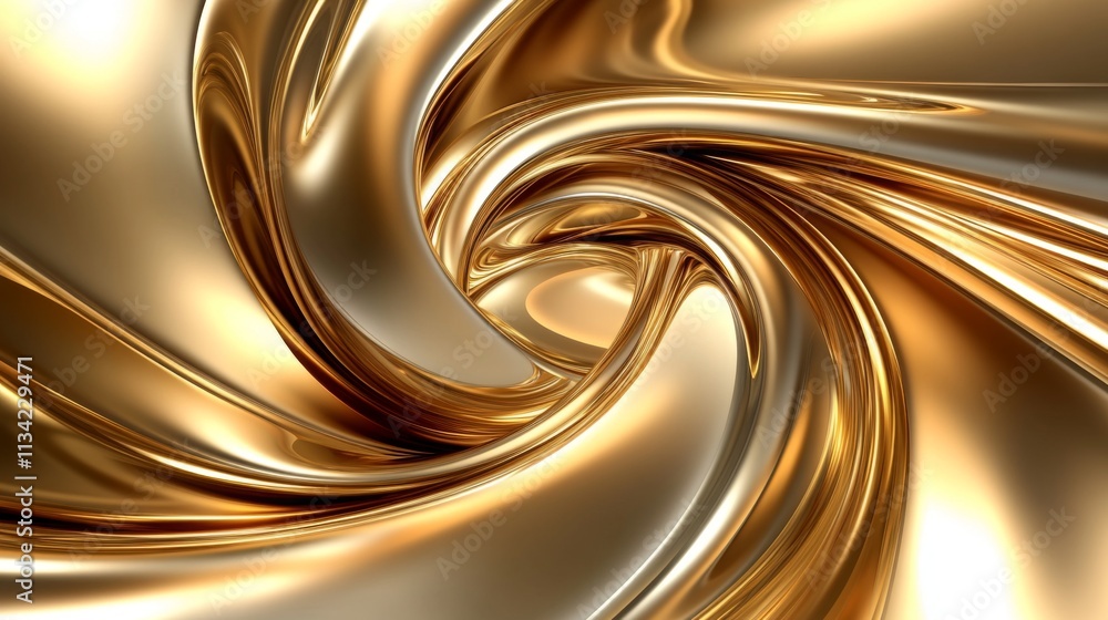 Poster shimmering golden swirl with smooth metallic texture and depth