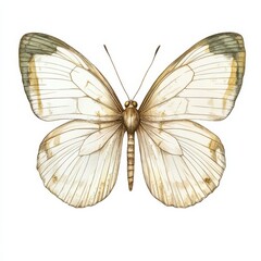 Naklejka premium A beautifully detailed illustration of a butterfly with delicate wings, showcasing intricate patterns and a soft color palette.