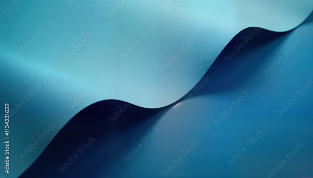 Aufkleber Light blue paper folds over dark blue surface creating soft curves. Abstract design. Simple shapes create modern look. Elegant, stylish graphic. Ideal for branding projects. Minimalist concept.