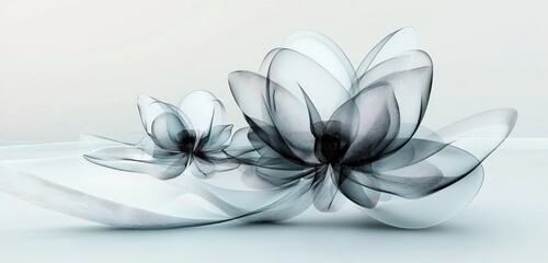 Abstract composition of translucent flowers.