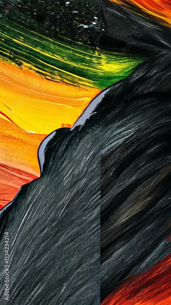 Poster vibrant abstract artwork showcasing bold colors with dynamic brush strokes in an expressive design