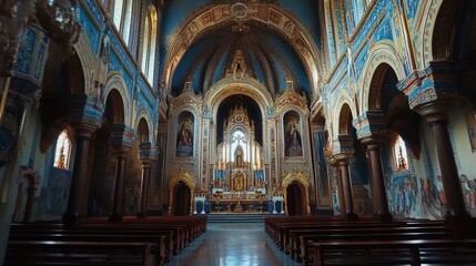 Fototapeta premium interior of the cathedral of st mary of the holy sepulchre