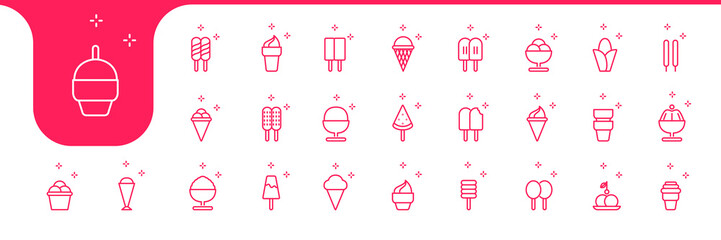 kinds of ice cream icons design vector