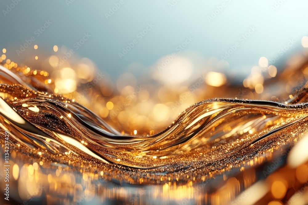 Poster golden waves of light and shimmer create a mesmerizing visual effect in a tranquil setting