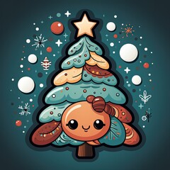 Fototapeta premium A Cute Festive Christmas Sticker Full of Holiday Cheer