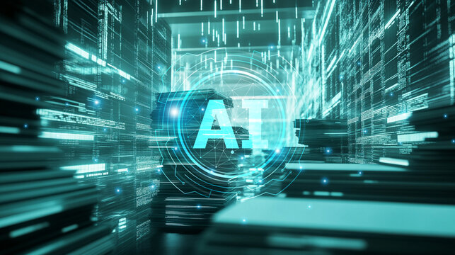 AI robot in deep thought, representing the evolution of artificial intelligence, machine learning, and cognitive computing. 
