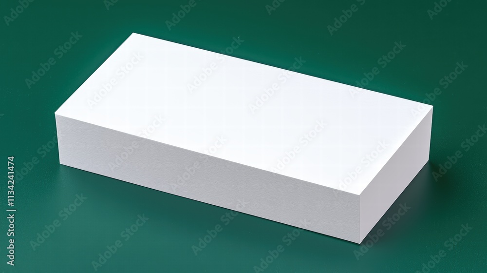 Poster simple white blank box on green background for product display