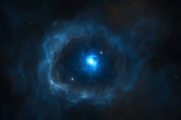Stunning Deep Space Scene with Bright Blue Nebula Surrounded by Stars in the Vast Expanse of the Universe Showcasing Cosmic Beauty and Serenity
