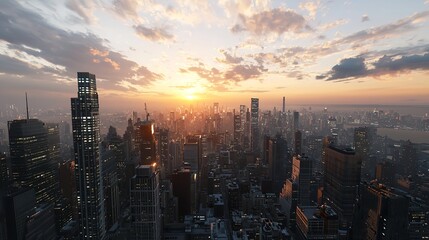 Fototapeta premium Scenic View of Cityscape During Sunset in 16K Resolution