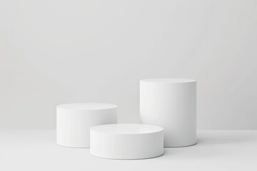 Detailed Color Image of White Cylindrical Podiums for Minimalist Product Display