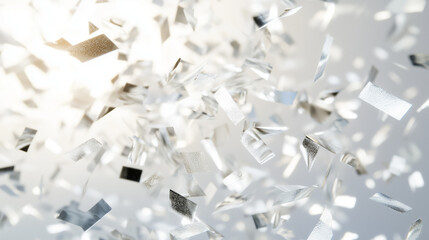 Silver Black Confetti Glow Magic Crystal Light Particles Luxury Banner Sweet Beauty Glitter Party Advertising Sparkling Bokeh Warm Ray Elegance Brilliance Event Campaign Dark Background