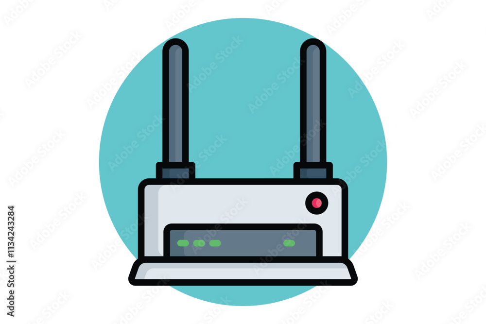Poster router icon. colored outline icon style. icon related to it. network elements vector illustration