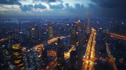 Fototapeta premium Shanghai Cityscape at Night, China in 16K Resolution